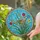Green Grasshopper Wheat Grass Wildflower Sky Mosaic Square - Wildlife Lover Home Decor Gift Stained Glass Suncatcher - 2
