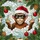 Monkey Santa Hat Sunglasses Christmas Decor - Holiday Gift for Primate Lover Stained Glass Suncatcher - 5