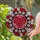 Red Heart Rose Green Leaf Floral Mosaic - Home Decor Gift for Mom Daughter Wife Stained Glass Suncatcher - 2