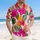 Fuchsia Hibiscus Tropical Foliage Golden Leaves Palm Fronds - Home Decor Gift Hawaiian Shirt - 4