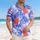 Orange Red Fan Blossoms White Flowers Blue Periwinkle Foliage Winding Stems - Everyday Lifestyle Gift Hawaiian Shirt - 4