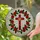 Christian Cross Thorny Rose Vines Red Rose Wreath - Home Decor Gift for Christian Faith Stained Glass Suncatcher - 2