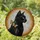 Black Cat Golden-Orange Eyes Amber Brown Butterfly - Home Decor Gift for Cat Lovers Stained Glass Suncatcher - 1
