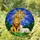 Majestic Golden Lion Lamb Radiant Cross Lush Foliage - Home Decor Christian Gift Stained Glass Suncatcher - 1