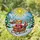 Smiling Plump Teddy Bear Penguin Sleigh Snow Cabin Mountains - Christmas Home Decor Gift Stained Glass Suncatcher - 1