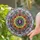 Amethyst Cabochon Mandala Floral Faceted Petal Bronze Gold Geometric Mosaic - Home Decor Gift Stained Glass Suncatcher - 2