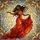 Graceful Woman Dancing Fiery Gown Golden Leaves Luminous Mosaic - Home Decor Gift Stained Glass Suncatcher - 5