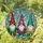 Three Gnomes Red Green Purple Yellow Blue Mosaic - Home Decor Gift for Gnome Lover Stained Glass Suncatcher - 1