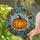 Orange Pumpkin Autumn Leaves Bronze Filigree Scrollwork - Fall Harvest Home Decor Gift Stained Glass Suncatcher - 2