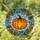 Orange Pumpkin Autumn Leaves Bronze Filigree Scrollwork - Fall Harvest Home Decor Gift Stained Glass Suncatcher - 1