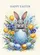 Realistic Gray Bunny Blue Easter Egg Spring Flowers - Easter Holiday Decor Garden Flag - 6