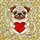 Chubby Pug Dog Red Heart Clear Glass Hearts - Home Decor Gift for Dog Lovers and Pet Owners Stained Glass Suncatcher - 5