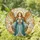 Serene Graceful Female Angel Golden Wings Teal Gown - Home Decor Gift for Angel Lovers Stained Glass Suncatcher - 1