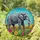 African Elephant Tropical Foliage Flowers - Wildlife Home Decor Gift for Elephant Lovers Stained Glass Suncatcher - 1