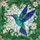 Hummingbird Full Flight White Blossom Foliage Square - Home Decor Gift for Bird Lover Stained Glass Suncatcher - 5