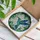 Hummingbird Full Flight White Blossom Foliage Square - Home Decor Gift for Bird Lover Stained Glass Suncatcher - 3