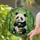 Cute Baby Panda Holding Bamboo Stalk in Dense Bamboo Forest - Wildlife Lover Gift Stained Glass Suncatcher - 2