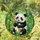Cute Baby Panda Holding Bamboo Stalk in Dense Bamboo Forest - Wildlife Lover Gift Stained Glass Suncatcher - 1