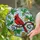 Red Cardinal Bird Branch Leaves Berries - Home Decor Gift for Bird Lover Stained Glass Suncatcher - 2