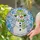 Lime Green Hat Red Nose Snowman Snowflakes Frosty Ice - Christmas Winter Home Decor Gift Stained Glass Suncatcher - 2