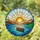 Prominent Orange Sun Setting Mountain Lake Rowboat Scene - Home Decor Gift for Nature Lovers Stained Glass Suncatcher - 1
