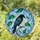 Black Crow Iridescent Wing Swirling Sky - Home Decor Gift for Bird Watcher Stained Glass Suncatcher - 1