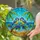 Blue Yellow Tit Birds Starfish Tropical Beach Scene - Home Decor Gift for Bird Lover Stained Glass Suncatcher - 2