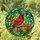 Red Cardinal Bird Amber Leaves Berries - Home Decor Gift for Bird Lover Stained Glass Suncatcher - 1