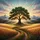 Majestic Solitary Tree Golden Wheat Field Mountain Sunrise - Nature Lover Gift Spare Tire Cover - 6