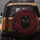Majestic Black Cat Emerging Deep Red Fabric Crimson Velvet - Cat Lover Gift Spare Tire Cover - 5