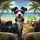 Terrier Driving Car with Fries on Tropical Beach - Road Trip Essentials Gift Spare Tire Cover - 6