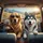 Golden Retriever Husky Buddy Cop Road Trip - Dog Lover Travel Gift Spare Tire Cover - 6