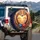 Nuzzling Giraffes Heart Emblems Custom Name Savanna Sunset - Couples Anniversary Gift Spare Tire Cover - 3