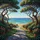 Flagstone Garden Path Ocean Vista - Coastal Decor Gift for Garden Lover Spare Tire Cover - 6