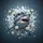 Great White Shark Fractured Plaster White Rose - Wildlife Lover Gift for Shark Lovers Spare Tire Cover - 6