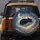 Deep Black Kitten Sleeping Clouds Golden Stars Crescent Moon - Cat Lover Gift Spare Tire Cover - 5
