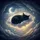 Deep Black Kitten Sleeping Clouds Golden Stars Crescent Moon - Cat Lover Gift Spare Tire Cover - 6
