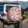Boho Flowing Pink Flower Garden White Centers Golden Leaves - Home Decor Gift for Garden Lover Spare Tire Cover - 3