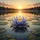Blue Water Lily Golden Sunset Lake Trees - Nature Lover Gift Spare Tire Cover - 6