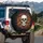 Realistic Skull Orange Red Flower Wreath Deep Shadows - Outdoor Decor Gift Spare Tire Cover - 3