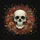 Realistic Skull Orange Red Flower Wreath Deep Shadows - Outdoor Decor Gift Spare Tire Cover - 6