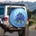 Sapphire Rose Bouquet Blue Butterfly Aquamarine Crystal - Vehicle Decor Gift Spare Tire Cover - 3