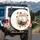 Sleeping Fluffy White Cat Vintage Books Wildflowers Book Lover - Cat Lover Gift Spare Tire Cover - 3