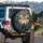 Wolf Head Golden Filigree Feathers - Wildlife Lover Gift for Wolf Lovers Spare Tire Cover - 3