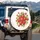 Ripe Strawberries Blossom Leaves Starbursts - Garden Lover Gift Spare Tire Cover - 3