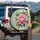 Vibrant Pink Peony Flower Green Leaves - Botanical Garden Home Decor Gift for Garden Lover Spare Tire Cover - 3