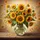 Sunflowers Vase Rustic Wood Table - Farmhouse Decor Gift for Garden Lover Spare Tire Cover - 6