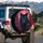 Black Wolf Luminous Eyes Crimson Rose Forest Embers Mist - Wolf Lover Home Decor Gift Spare Tire Cover - 3