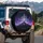 Cosmic Night Compass Rose Mountain Range - Outdoor Explorer Journey Gift Spare Tire Cover - 3