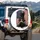 Firefighter Profile Distressed American Flag - Independence Day Gift for First Responders Spare Tire Cover - 3